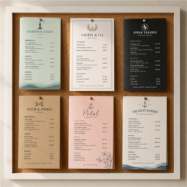 Custom printed café and restaurant menus NZ