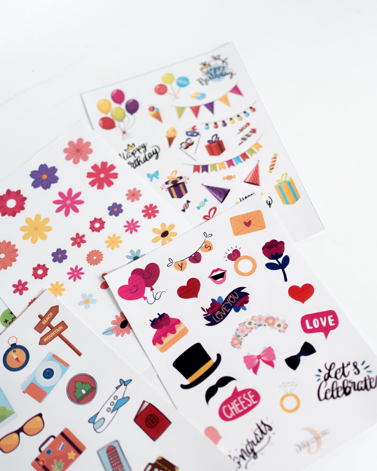 Custom kiss-cut sticker sheet with multiple stickers, NZ