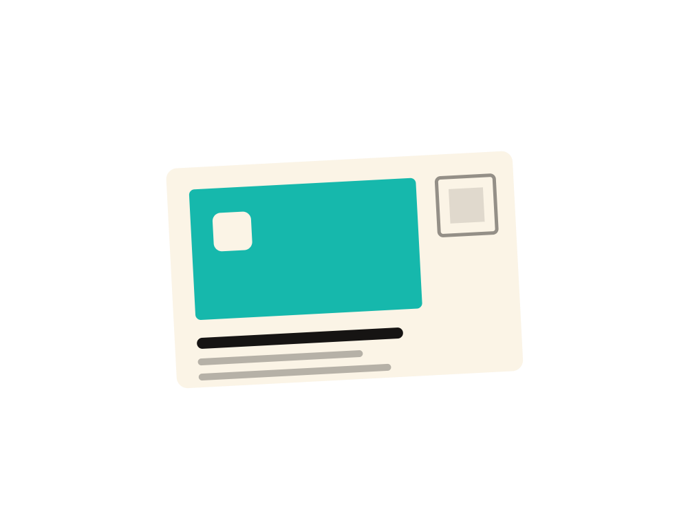 Flat illustration of a double-sided postcard — Prep To Print NZ