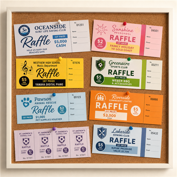 Custom printed raffle tickets NZ