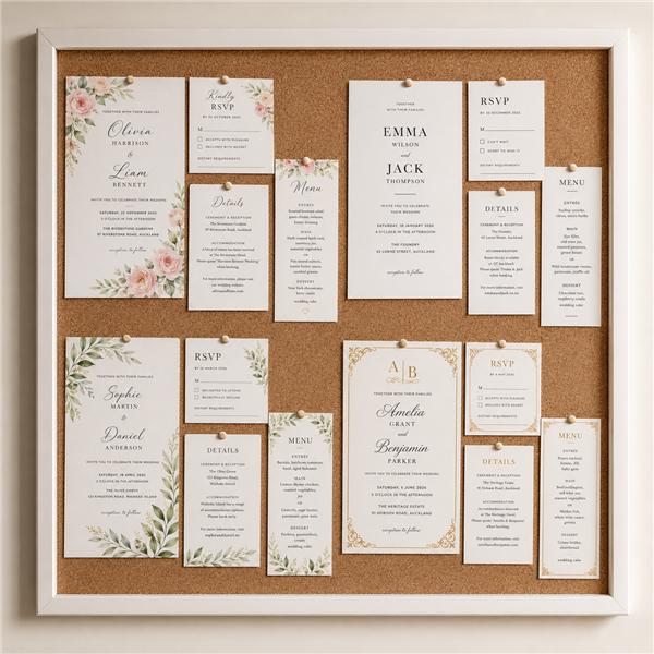 Custom wedding stationery suites NZ